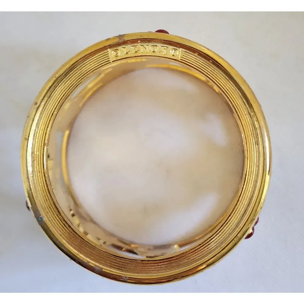 Lenox Holiday Gold Votive Candle Holder Holly Berries Christmas NO Glass Insert